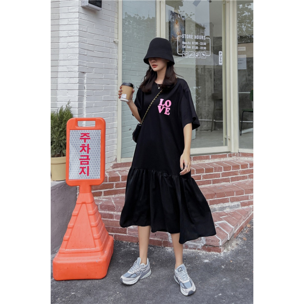 Váy Suông Chữ Love Quảng Châu 2023 Thoải Mái Phong Cách Hàn Quốc