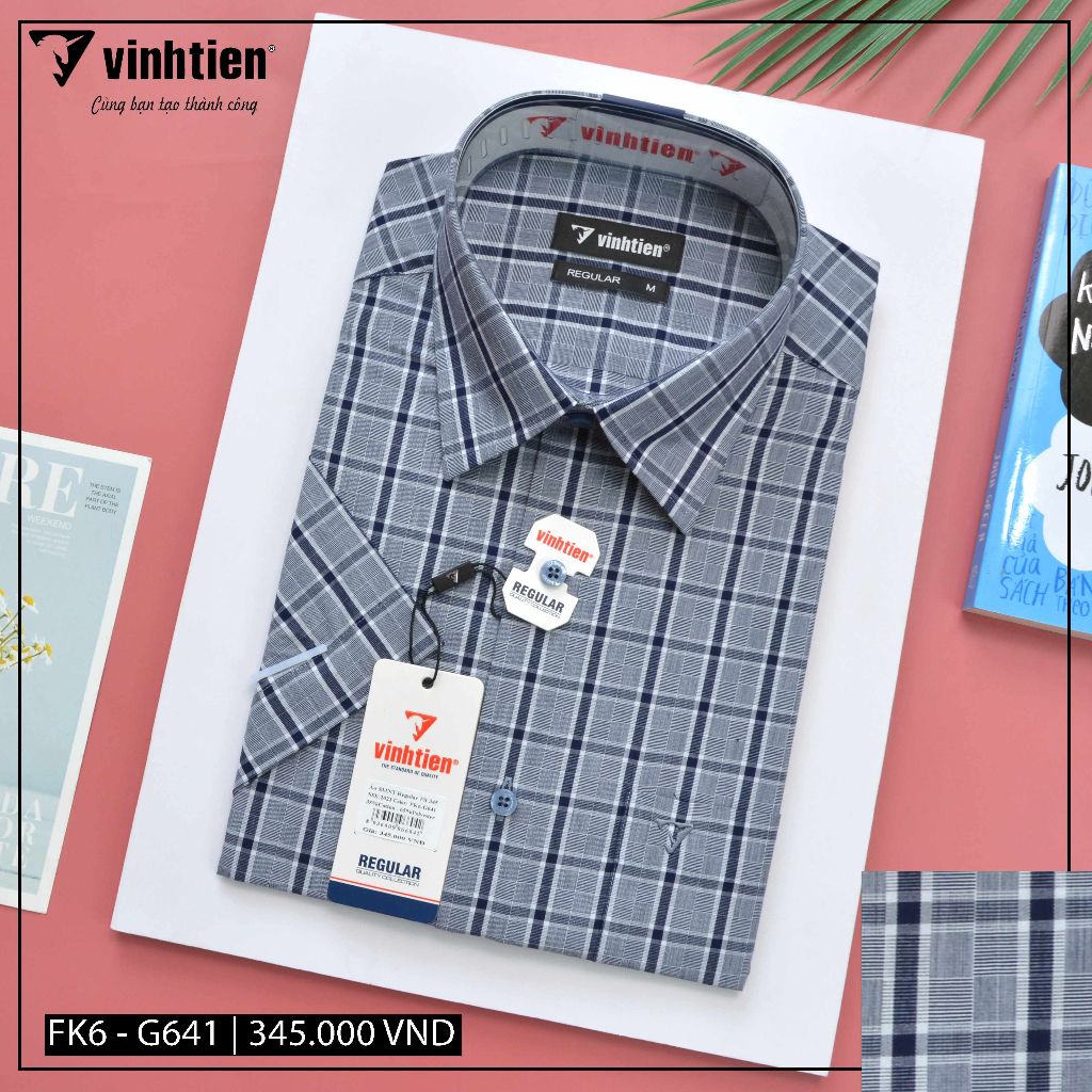 Áo Sơ Mi Ngắn Tay Size 2XL Sọc Caro Vạt Bầu Vĩnh Tiến 345 - Size 2XL