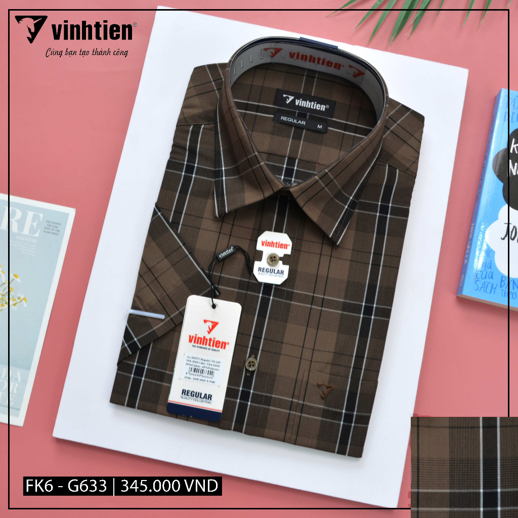 Áo Sơ Mi Ngắn Tay Size 2XL Sọc Caro Vạt Bầu Vĩnh Tiến 345 - Size 2XL