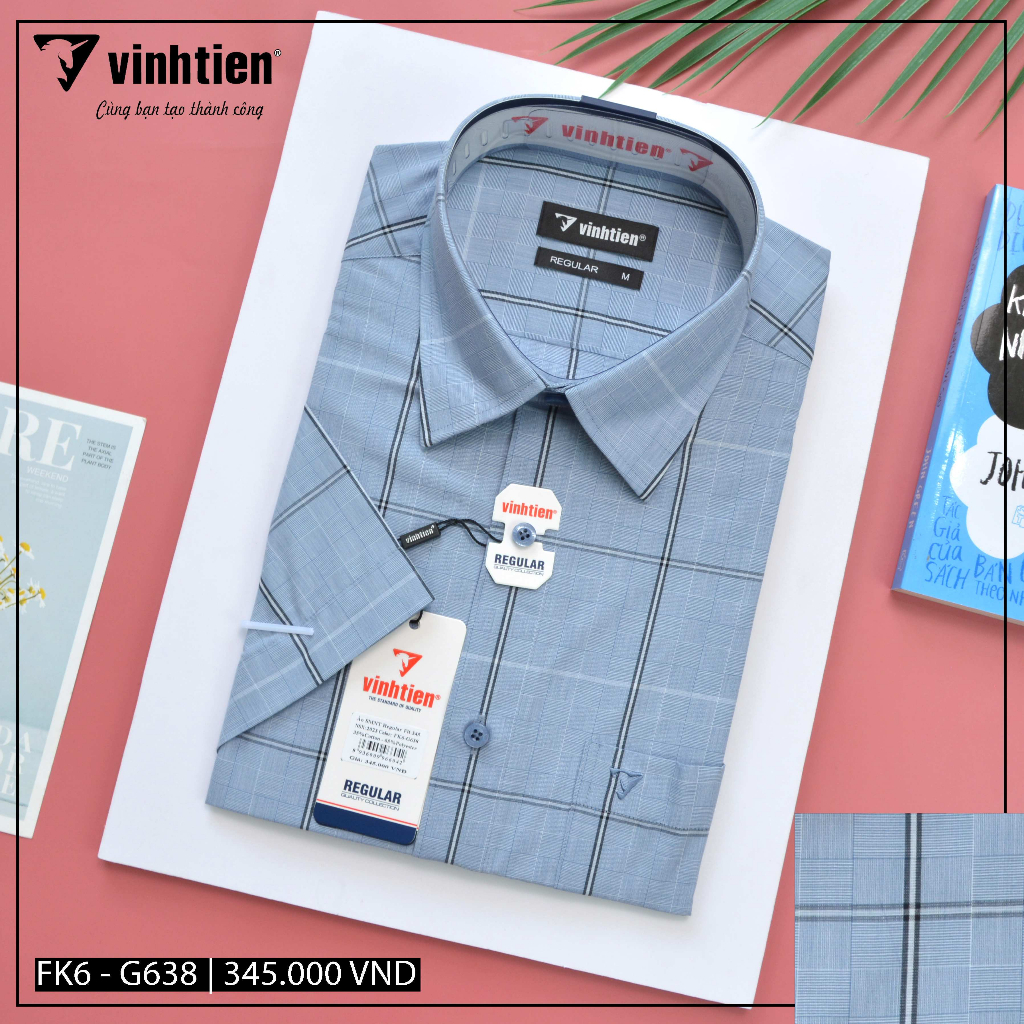Áo Sơ Mi Ngắn Tay Size 2XL Sọc Caro Vạt Bầu Vĩnh Tiến 345 - Size 2XL