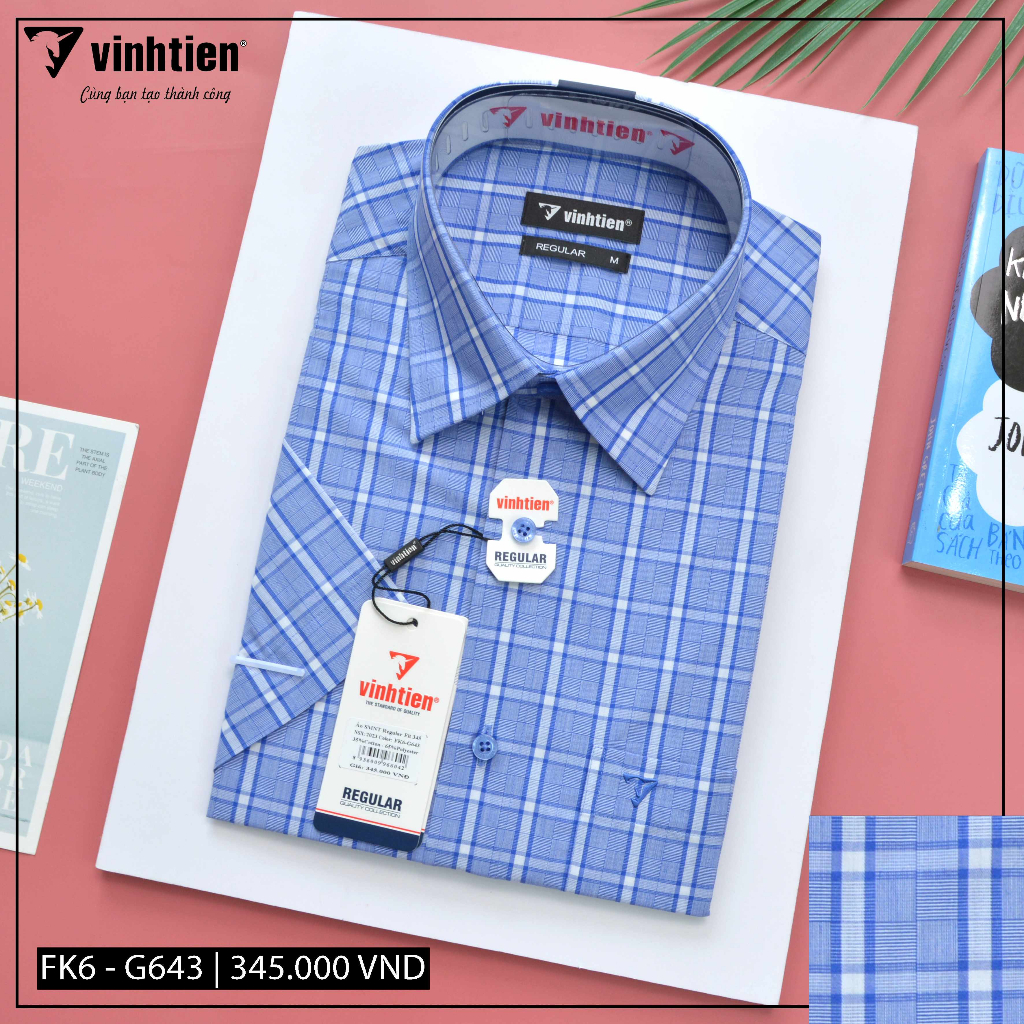 Áo Sơ Mi Ngắn Tay Size 2XL Sọc Caro Vạt Bầu Vĩnh Tiến 345 - Size 2XL