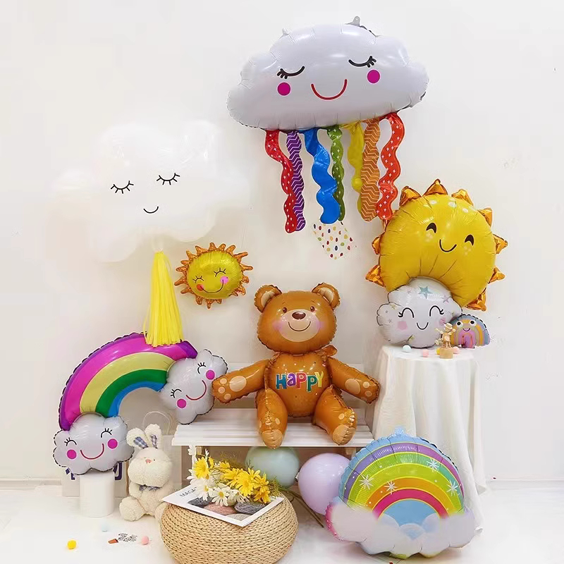 Bong bóng hình cầu vồng, đám mây trang trí sinh nhật, party size đại Fubao Store