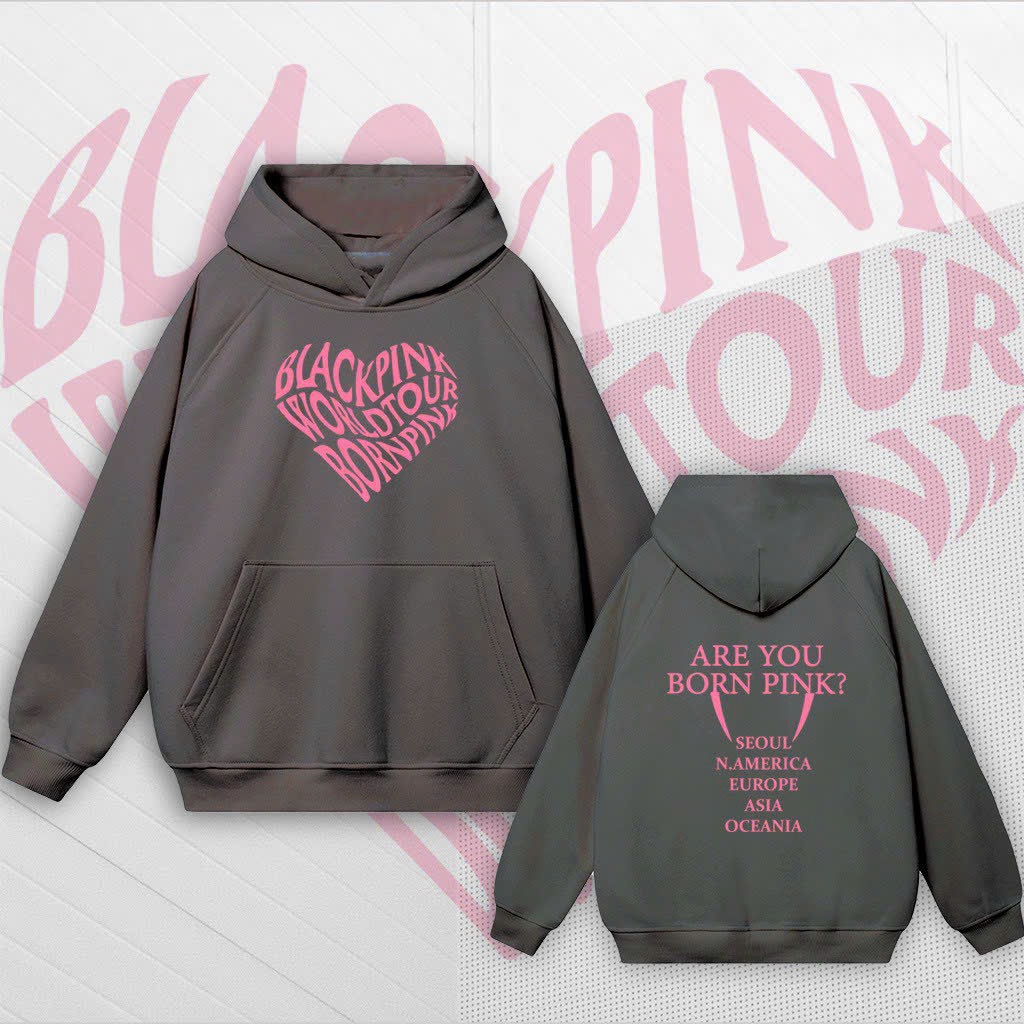 Áo hoodier chất nỉ from rộng, áo blackpink in trái tim siêu đáng yêu, áo khoát nỉ, áo sweater mũ to chống nắng tốt