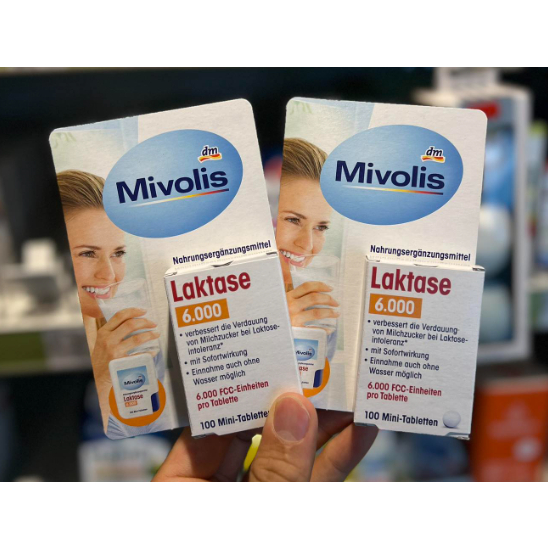 [Mivolis] Viên Uống Bổ Sung Enzyme Lactase 6000 (nội địa Đức) 100 viên mini - Mivolis Laktase 6.000, 100 Mini-Tabletten,