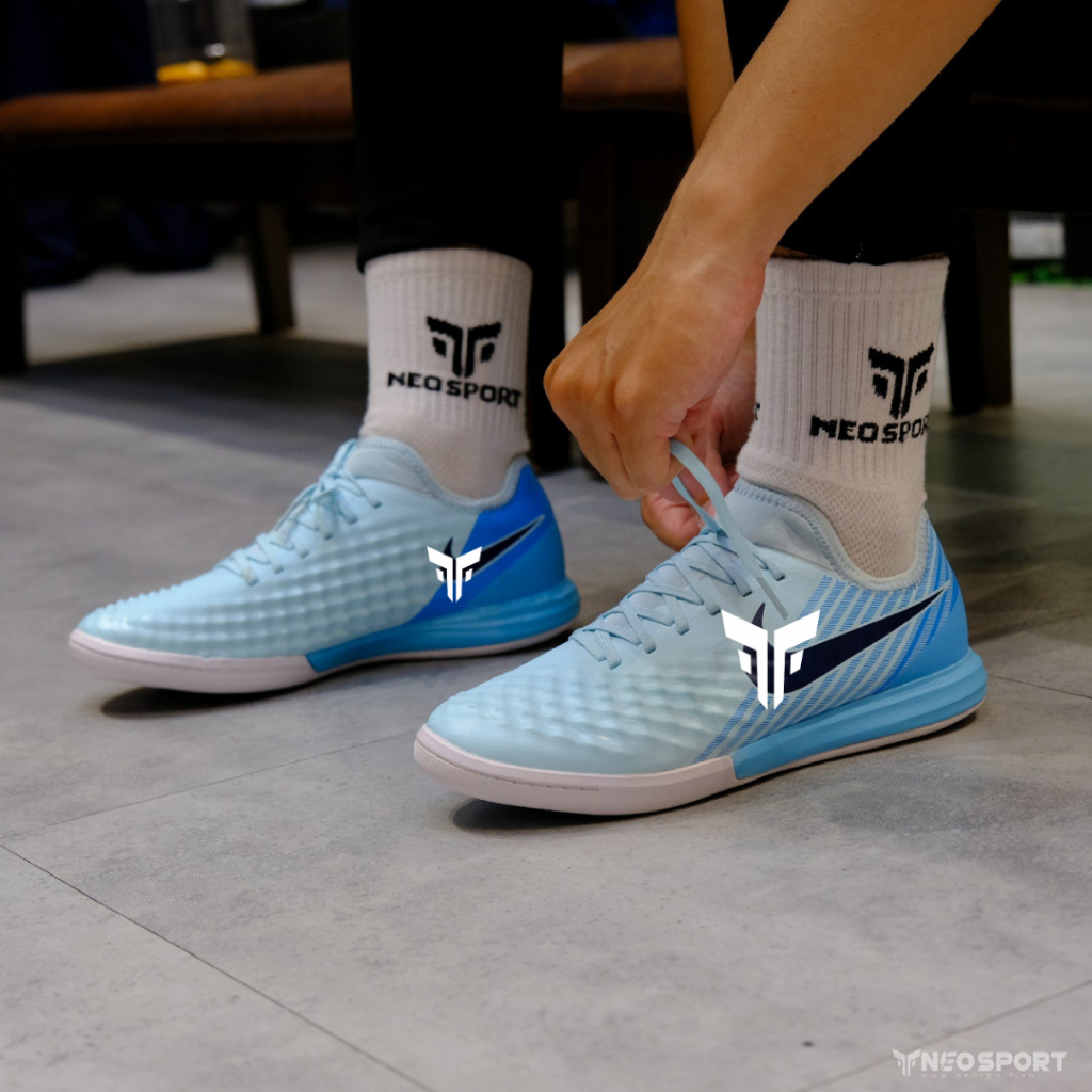 Giày Bóng Đá Cỏ Nhân Tạo Futsal Magistax bo thun Xanh Da IC