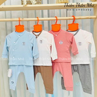 Bộ sơ sinh dài tay dokma cài lệch chất modal mềm mịn cho bé trai bé gái sơ sinh