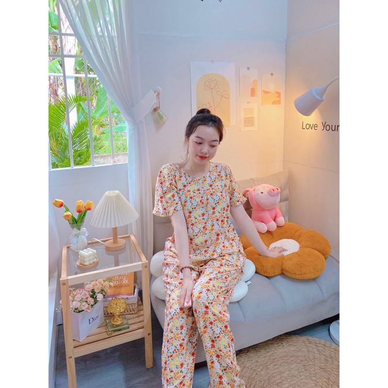 Đồ bộ lanh ( Tole ) tay ngắn quần dài trung niên Vnxk F21