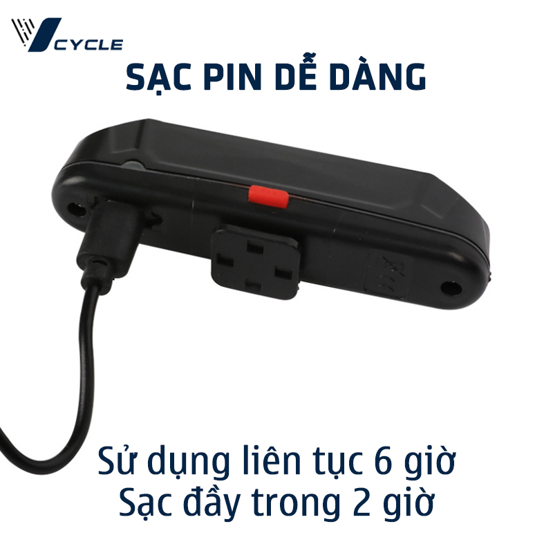 Đèn hậu xe đạp nháy 2 màu Xanh-Đỏ | Đèn hậu xe đạp nháy POLICE | Đèn chống nước sạc lại bằng cáp USB