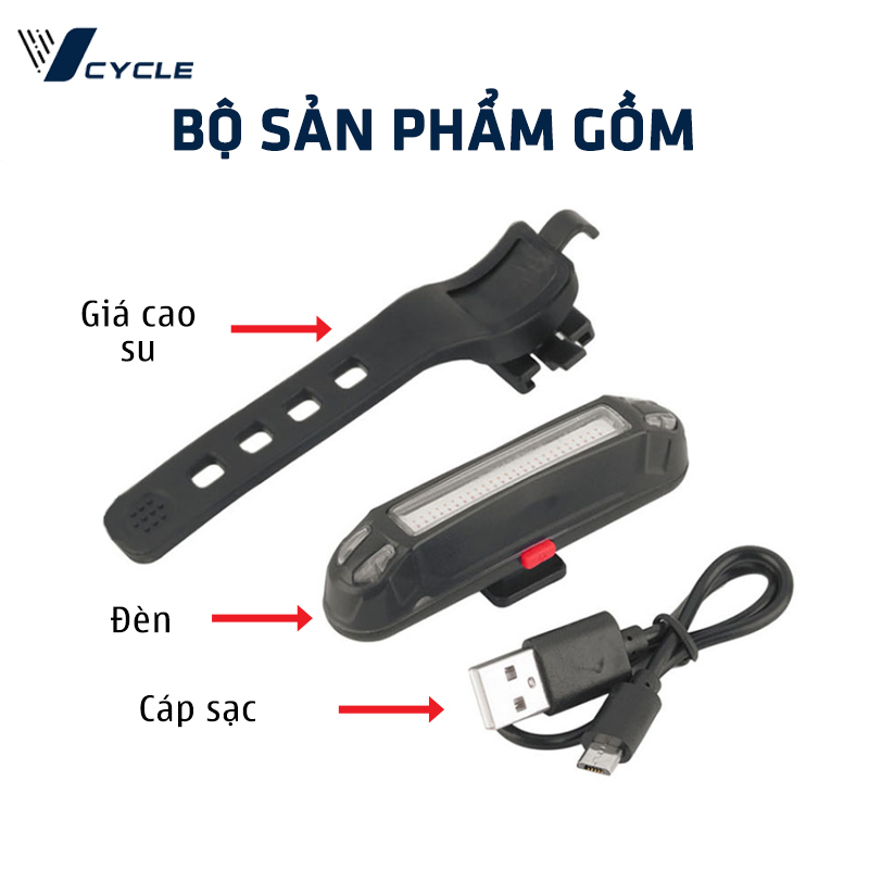Đèn hậu xe đạp nháy 2 màu Xanh-Đỏ | Đèn hậu xe đạp nháy POLICE | Đèn chống nước sạc lại bằng cáp USB