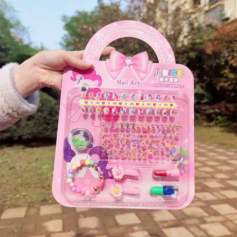 Vỉ đồ chơi trang điểm làm móng làm nails sticker 3D nổi dán móng tay cho bé gái hình Elsa-công chúa Disney-Ariel-Sofia