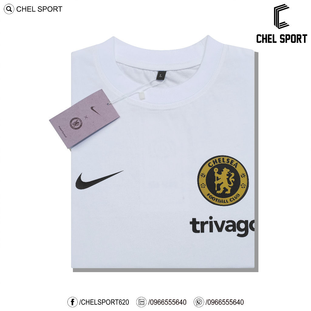 Áo thun logo thêu Chelsea 2023/24 di chuyển 100% cotton