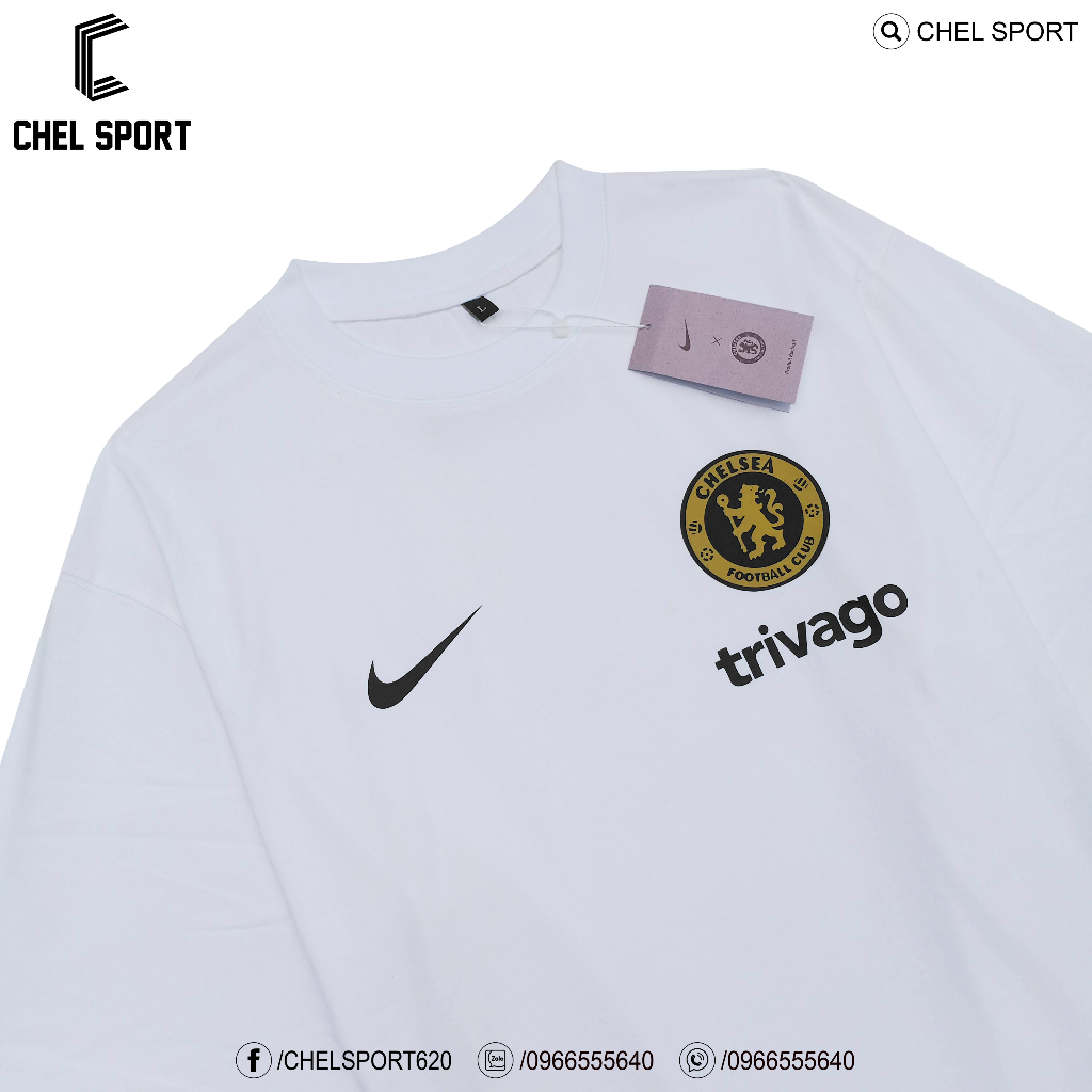 Áo thun logo thêu Chelsea 2023/24 di chuyển 100% cotton