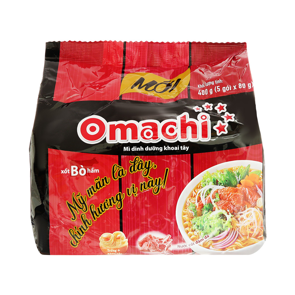Lốc mì khoai tây Omachi Xốt bò hầm/Sườn hầm ngũ quả/Trộn xốt spaghetti