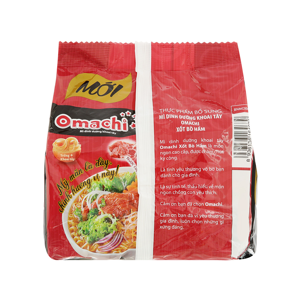 Lốc mì khoai tây Omachi Xốt bò hầm/Sườn hầm ngũ quả/Trộn xốt spaghetti