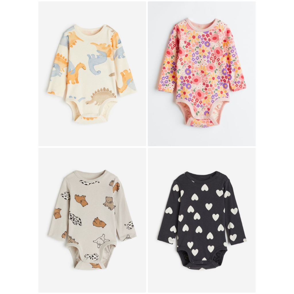 Body chíp dài tay HM Auth chất cotton 4 mùa bé sơ sinh đến 4y