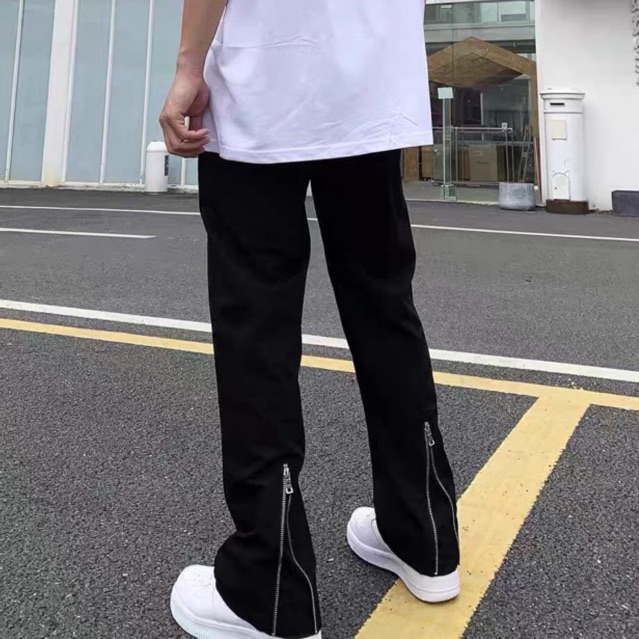 Quần jean có zipper sau ống phong cách streetwear Quixotic