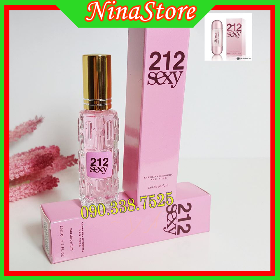 Nước hoa 212 sexy nữ mini 20ml dạng vòi xịt mẫu chai 4d -Mùi Quyến rũ- Lưu hương lâu- Ninastore Perfume
