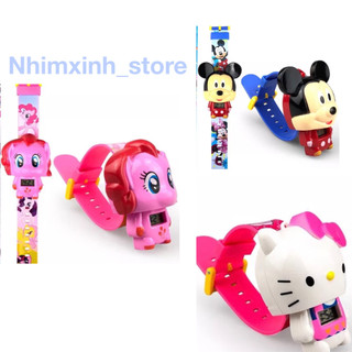 Đồng hồ điện tử mèo Kitty, Mickey,Ngựa hồng dễ thương cho bé