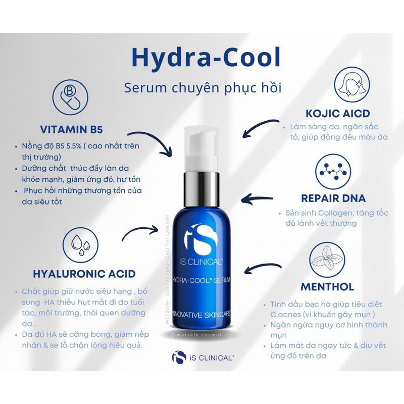 Serum Cấp Nước, Làm Dịu Và Phục Hồi Da Tổn Thương B5 + HA iS Clinical Hydra Cool H.A