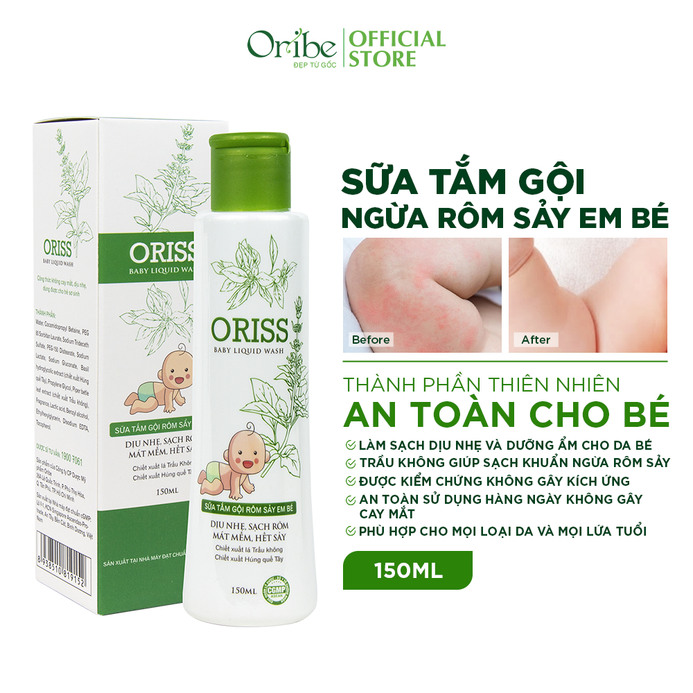 Sữa Tắm Gội Hằng Ngày Cho Bé Dịu Nhẹ Không Cay Mắt Oribe (chai 150ml)