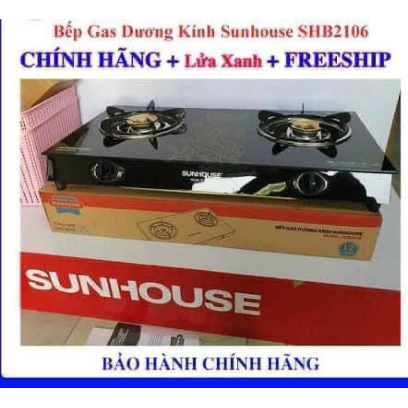 BẾP GA ĐÔI DƯƠNG KÍNH SUNHOUSE CHUẨN HÃNG