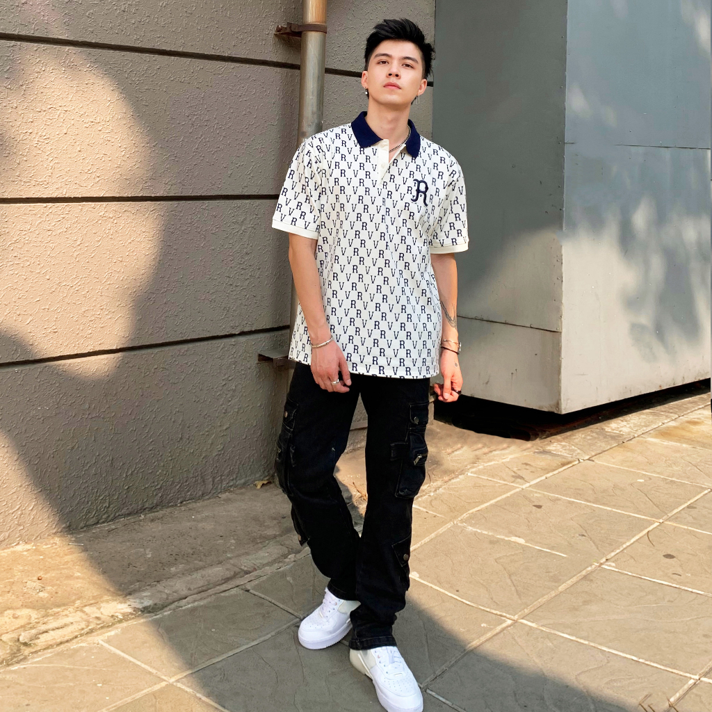 Áo Polo Nam Magu Monogram Cotton Cao Cấp Mát Mẻ, Mềm, Mịn,Phong Cách,Sang Trọng - REVVOUR