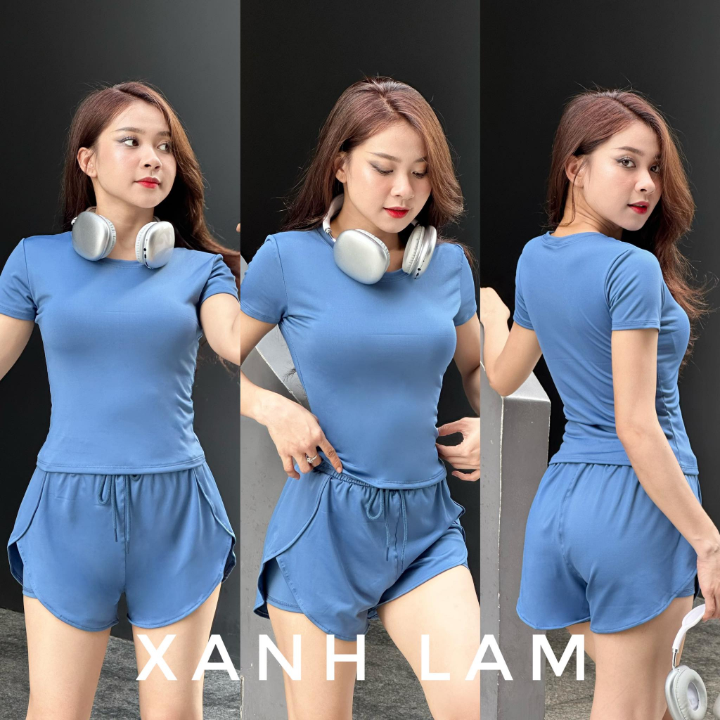 Set Đùi 2 Lớp Áo Thun Thể Thao ⚡️ HÀNG XUẤT KHẨU ⚡️ Tập Gym - Yoga - Aerobic