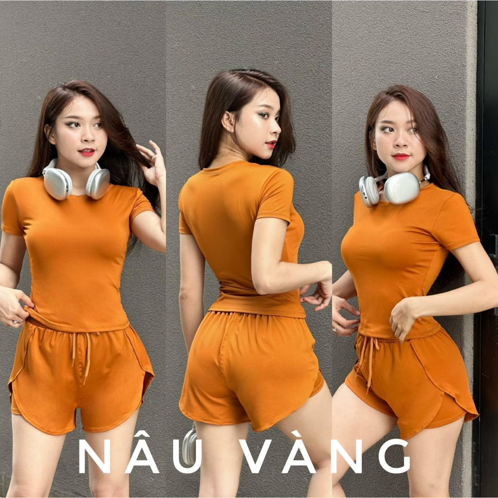 Set Đùi 2 Lớp Áo Thun Thể Thao ⚡️ HÀNG XUẤT KHẨU ⚡️ Tập Gym - Yoga - Aerobic