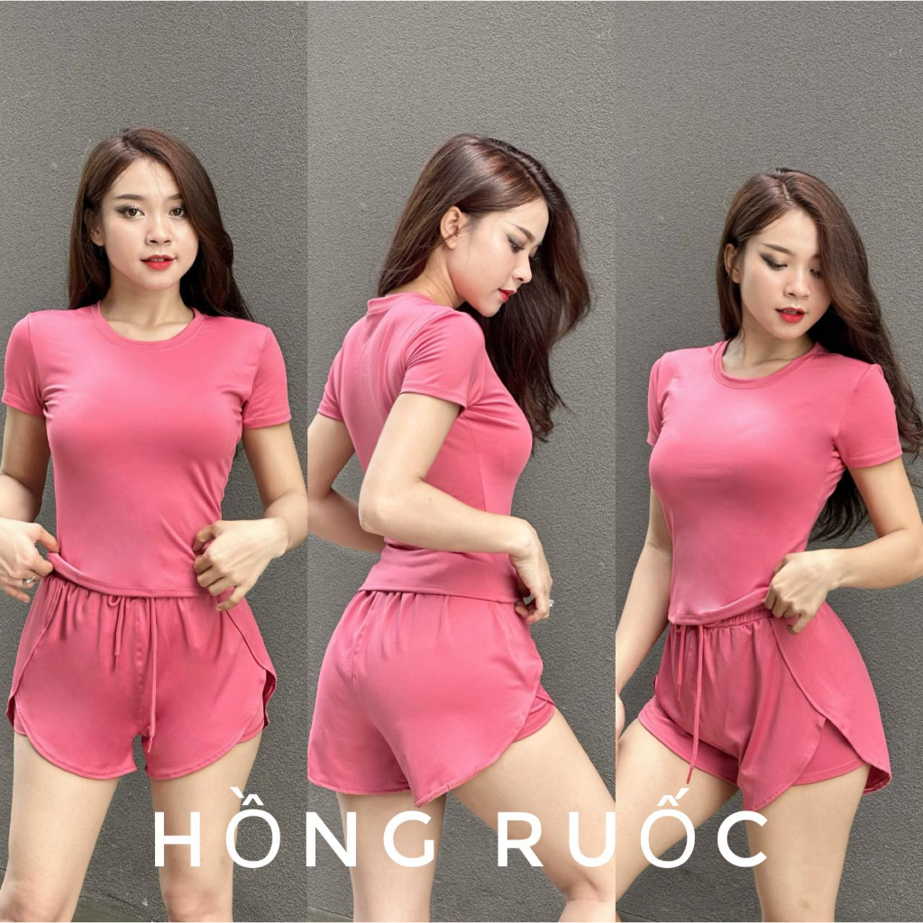 Set Đùi 2 Lớp Áo Thun Thể Thao ⚡️ HÀNG XUẤT KHẨU ⚡️ Tập Gym - Yoga - Aerobic