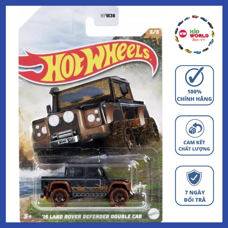Xe mô hình Hot Wheels Mud Runners Series Bán tải '15 Land Rover Defender Double Cab HDH11.