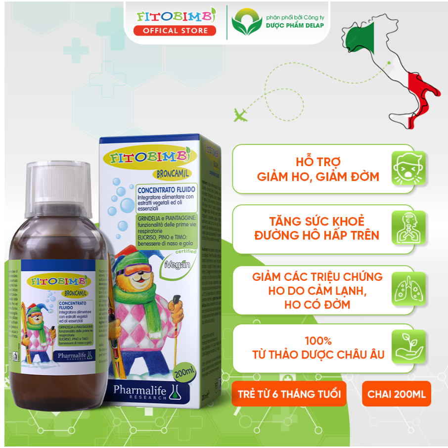 Fitobimbi Broncamil – giảm ho, long đờm, tăng miễn dịch hô hấp