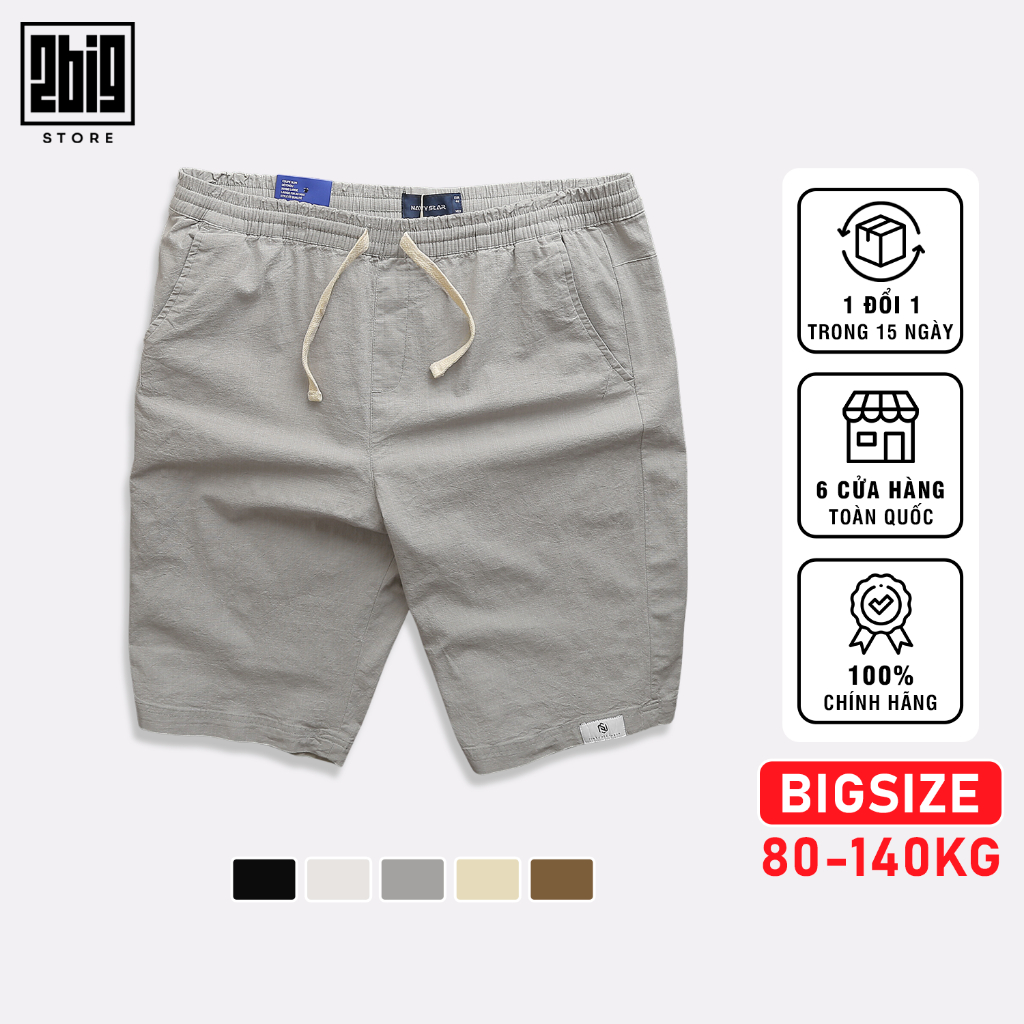 BIGSIZE NAM 80-140KG SHORT LINEN DÂY RÚT 2BIG NAVY STAR