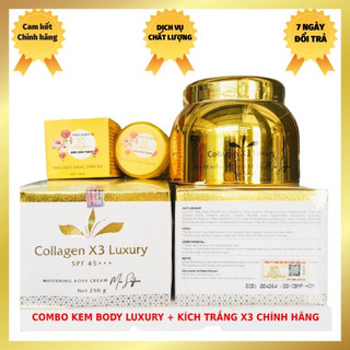 Combo Kem Body Collagen X3 Luxury + Kích trắng X3 Đông Anh Chính hãng - Kèm Phiếu bảo hành