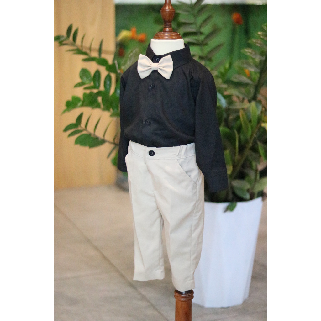 ÁO SƠ MI ĐEN DÀI TAY CHO BÉ TRAI