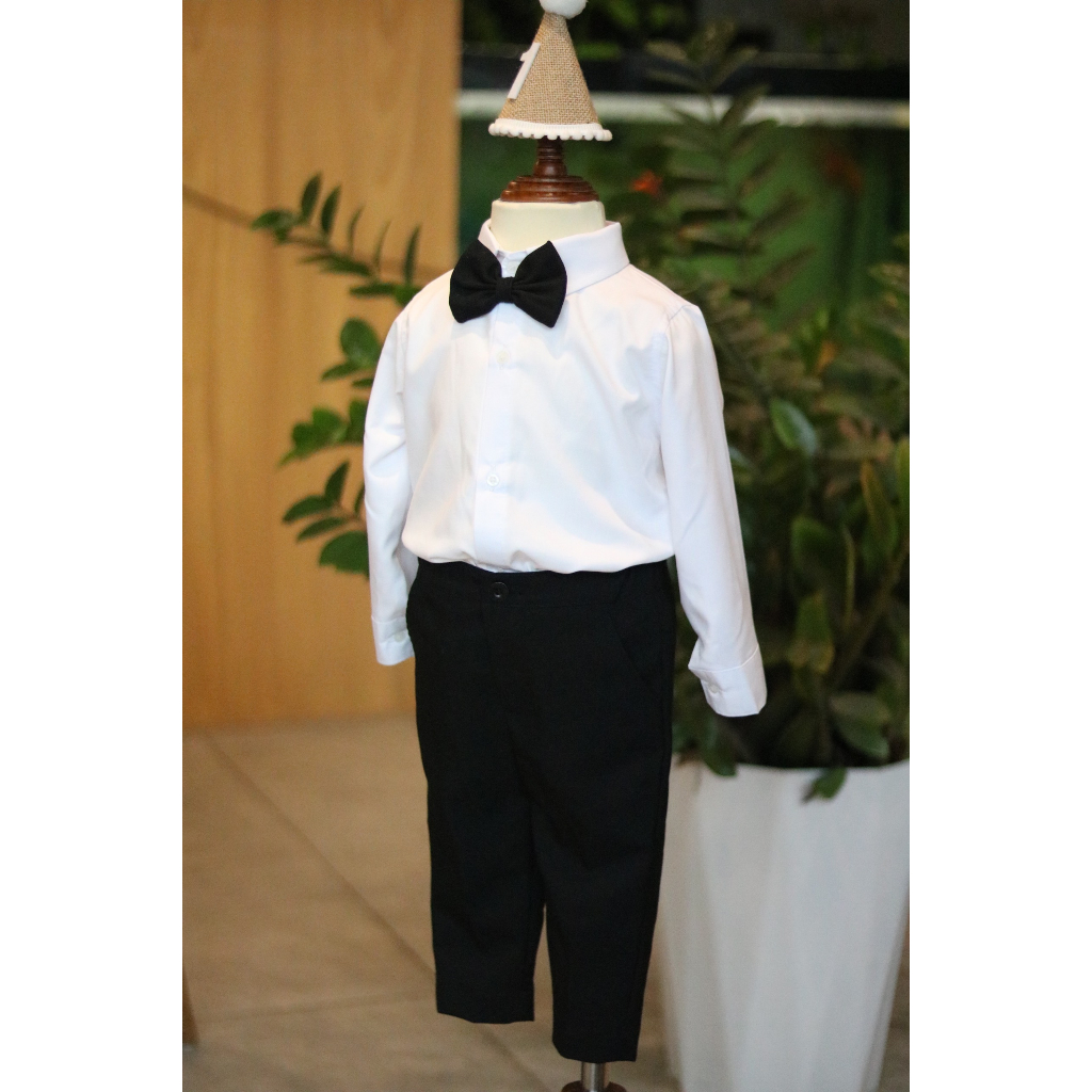 ÁO SƠ MI TRẮNG TRƠN DÀI TAY CHO BÉ TRAI