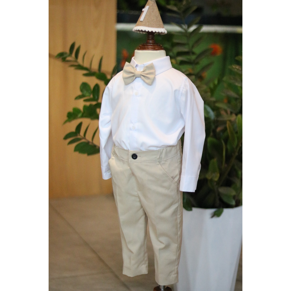 ÁO SƠ MI TRẮNG TRƠN DÀI TAY CHO BÉ TRAI