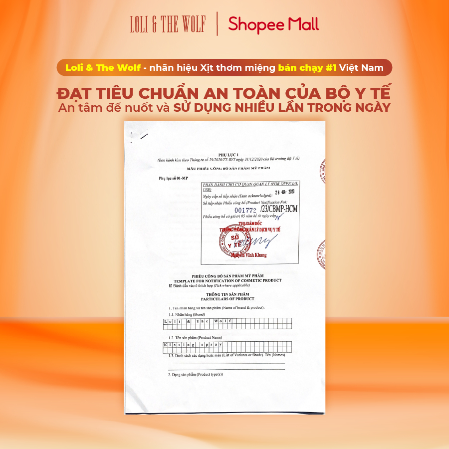 Xịt Thơm Miệng Kissing Spray Loli & The Wolf Hương Trái Cây Kẹo Ngọt The Mát Vị Bạc Hà Chai 10ml