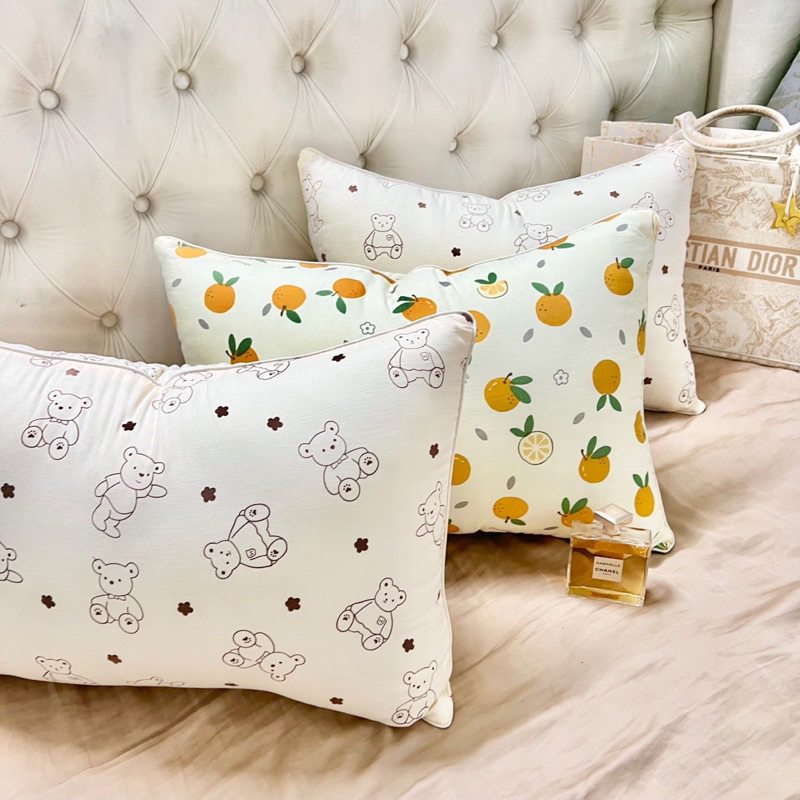 Ruột Gối Đầu, Ruột Gối Ôm Cotton Đũi Bông Xơ Trắng Hoạ Tiết Vintage