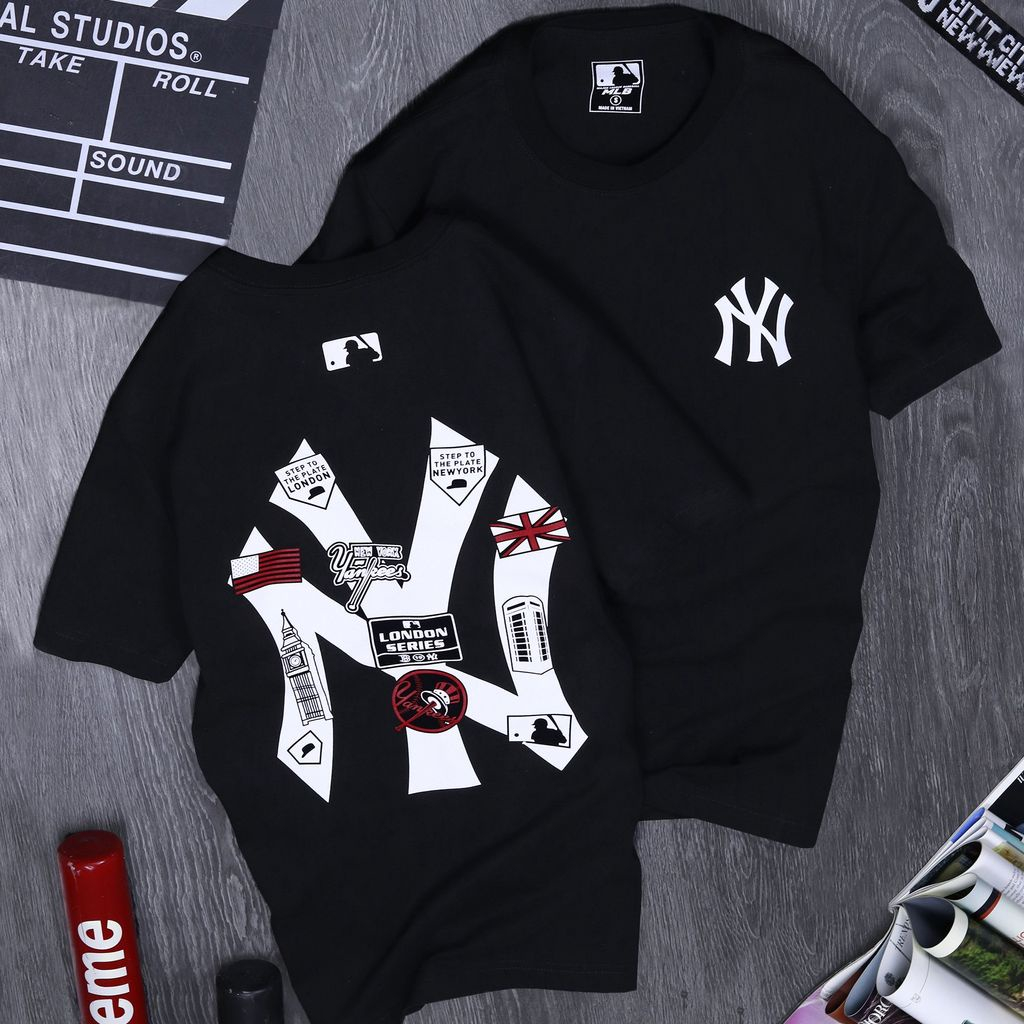 Áo Thun MLB NY Form Rộng Tay Lỡ,  Áo Phông Nam Nữ Vải Cotton 100% Thoáng Mát