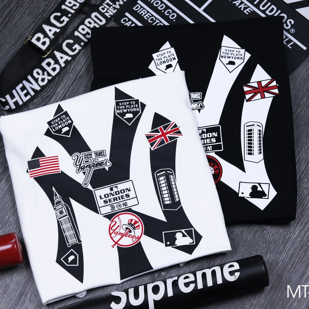 Áo Thun MLB NY Form Rộng Tay Lỡ,  Áo Phông Nam Nữ Vải Cotton 100% Thoáng Mát