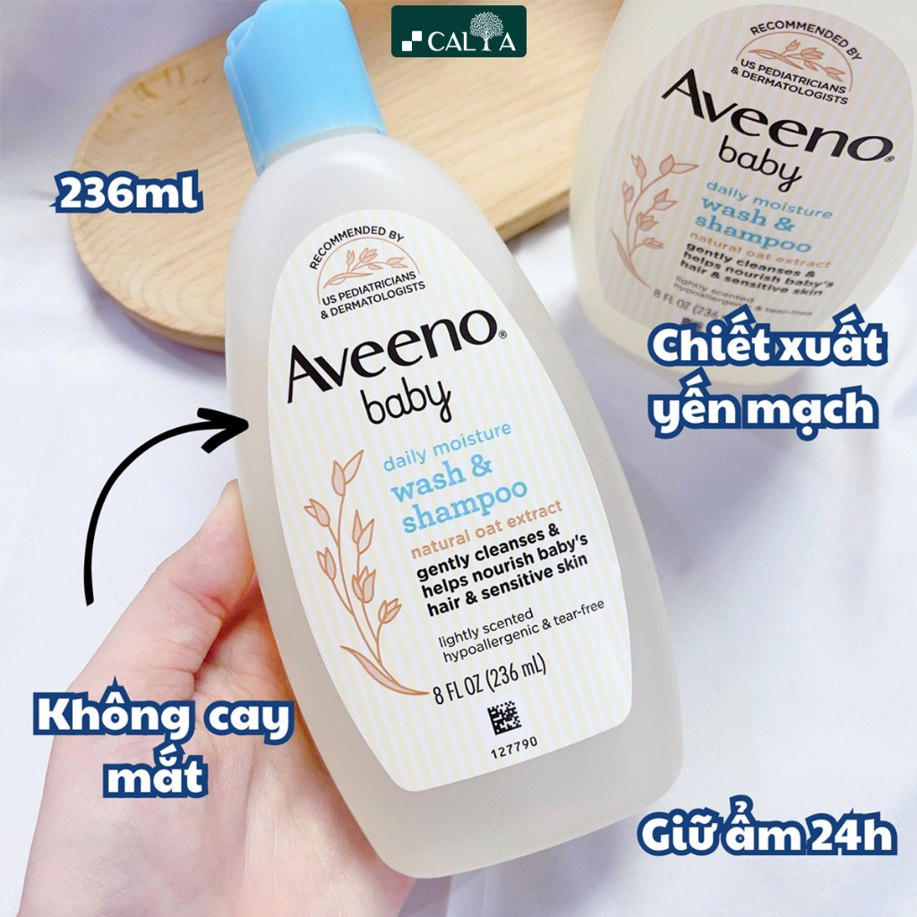 Sữa Tắm Gội Toàn Thân Aveeno Baby Cho Bé, Chiết Xuất Yến Mạch - Aveeno Baby Daily Moisture Wash & Shampoo 236ml
