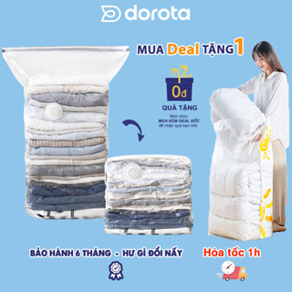 Túi hút chân không đựng quần áo DOROTA bọc cất chăn màn không cần dùng bơm 2 lớp khóa zip nhiều màu TCK1