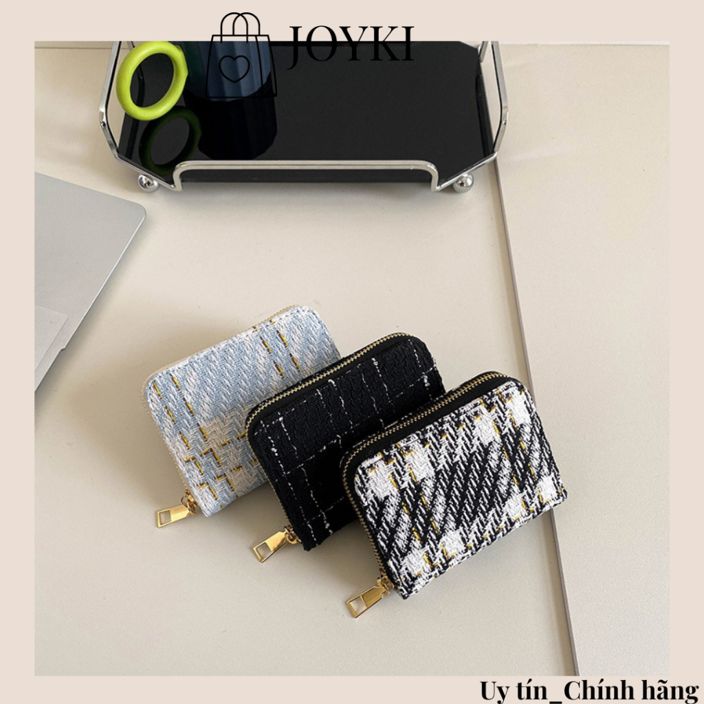 Ví bóp nữ đẹp ngắn cầm tay mini nhỏ gọn vải dạ cao cấp JOYKI NT33