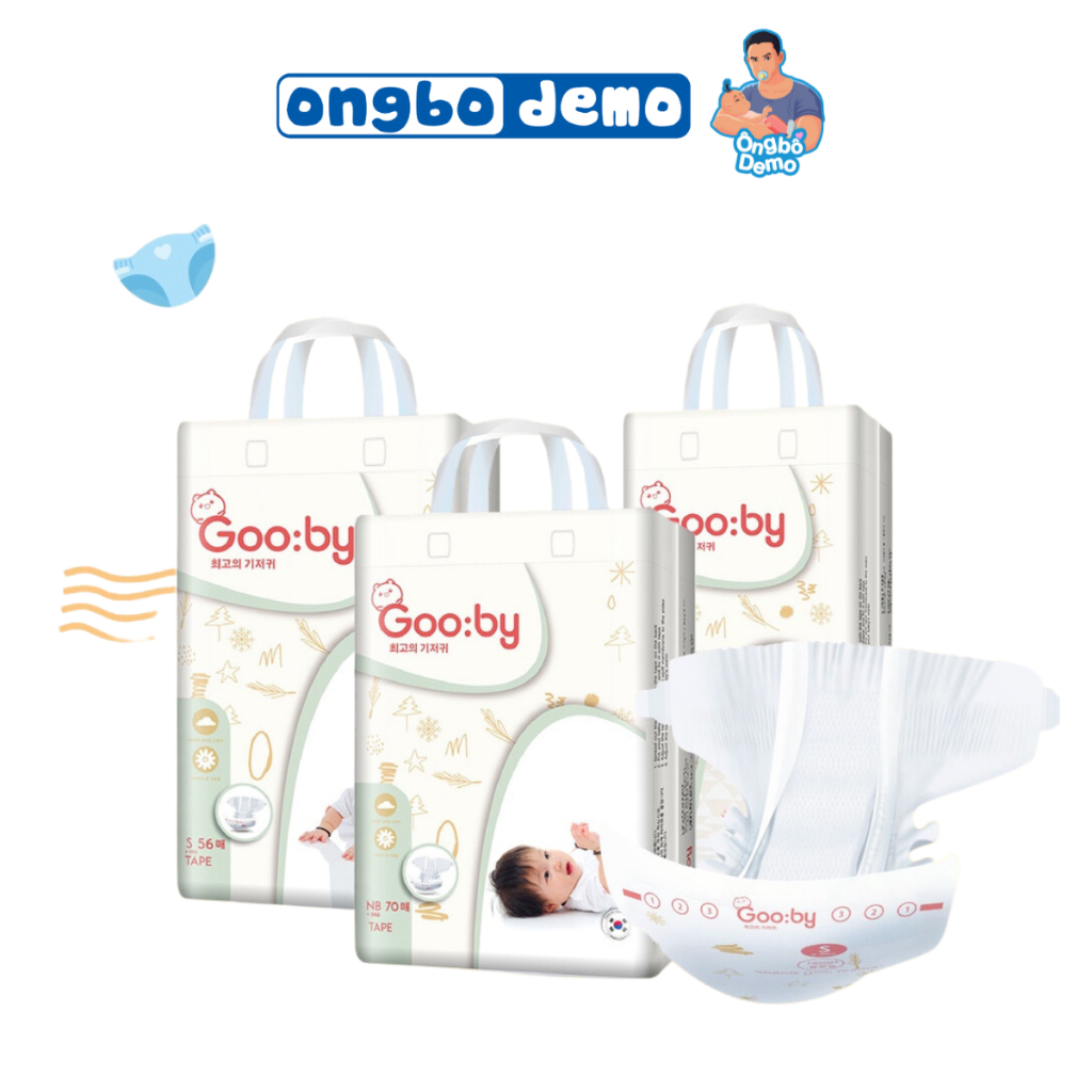 Tã/bỉm dán Gooby mềm mại, an toàn, siêu thấm hút size NB/S/M cho bé từ 4kg - 14kg