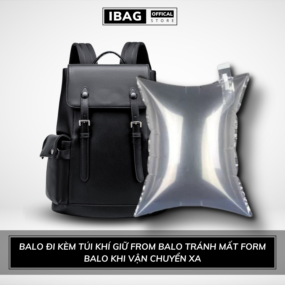 Balo da Đi Học IBAG Balô Da Thời Trang Nam Nữ Ba lo Lv Da Pu Cao Cấp Balo da đen Cặp Đi Học Ulzzang Đựng Laptop 15.6 Inh