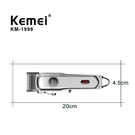 Tông Đơ Cắt Tóc Kemei KM 1998 Cao Cấp - Pin Lithium 2000mAh - Hàng Chính Hãng Chuẩn Salon - Bảo Hành 12 Tháng