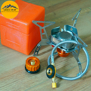 Bếp Gas Cắm Trại Mini Searock-BG02 Inox Chống Gỉ Loại Tốt Công Suất Cao Kèm Đầu Chuyển