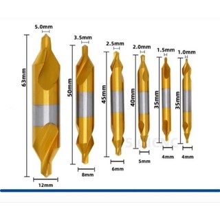 Mũi khoan tâm hkcnc góc 60 độ , mũi lấy tâm thép gió phủ tin vàng
