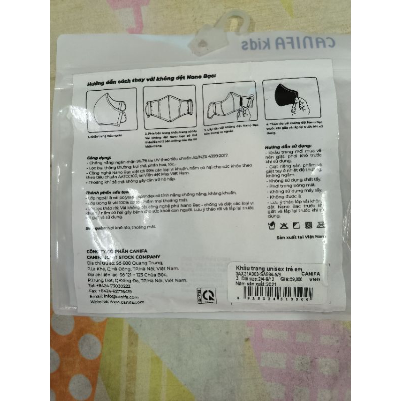 Pack 2 khâủ trang unisex trẻ em Canifa