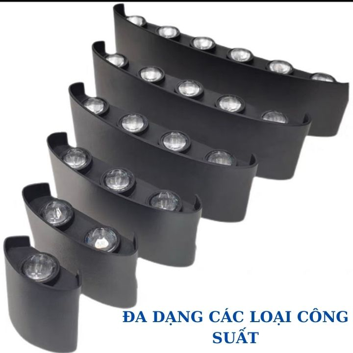 Đèn hắt tường 2 đầu trang trí gắn treo tường  phòng ngủ cầu thang ban công tròn vuông nhiều tia